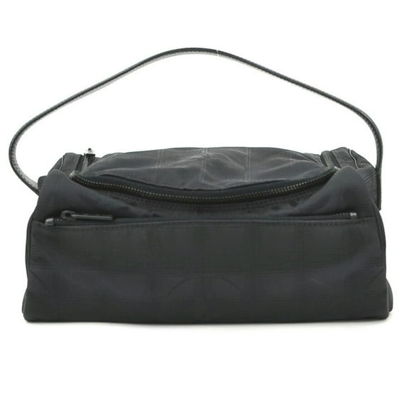 Pre-Owned CHANEL Handbag Vanity Bag New Travel Line Nylon Jacquard Black Women's e60412g