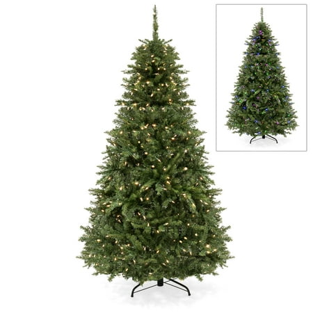 Best Choice Products 6ft Hinged Color Changing Full Fir Christmas Tree w/ 450 LED Lights, 8 Multicolor and Warm White Light Settings, Foldable Metal Stand,