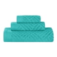 thumbnail image 2 of Superior Basketweave Egyptian Cotton Jacquard 3 Piece Towel Set, Turquoise, 2 of 9