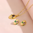 thumbnail image 4 of 18K Gold Plated Green Eye and Full Zircon Tongue Pendant Necklace and Earrings Set - Vintage Luxury Accessories for Women, 40cm, 4 of 5