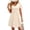 Beige, variant on V Neck Short Sleeve Dress Casual Loose Fit Empire Waist Pleated Swing Dress Flowy A-Line Summer Sundress for Beach Vacation