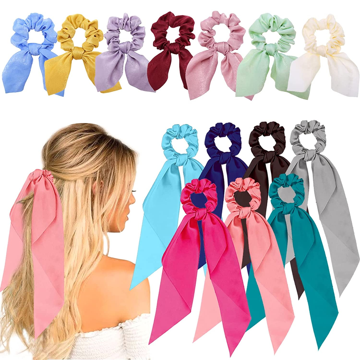  Artilady Long Scarf Scrunchies - 2 Pcs Boho Scarf Hair Ties,Hair  Ribbons for Women,Scrunchies With Ribbon Tails, Hair Scarves,Hair Bows for  Women Christmas Gifts for Women Girls : Beauty 