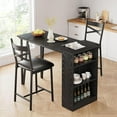 thumbnail image 4 of ChaoLink Dining Table Set of 2, Kitchen Bar Table and Chairs , Counter Bar Table Set with 3 Storage with 2 Upholstered ChairsBlack, 4 of 8