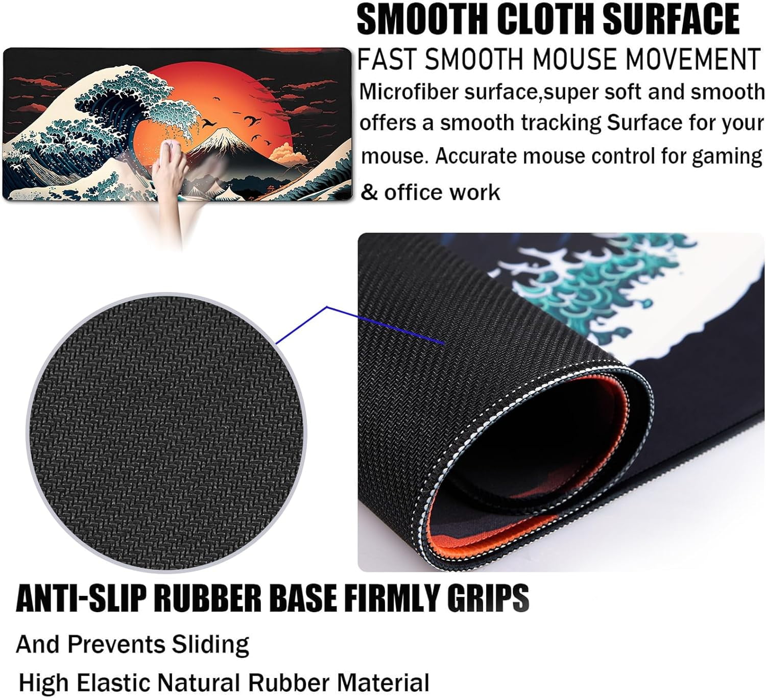 Big Mouse Pad, Upgrade Durable 31.5"x15.7" Larger Extended Mouse Pad for Gamer with Stitched Edges, Waterproof Non-Slip Base Long XXL Large Mousepad for Home Office Gaming Work, Full Moon Pattern