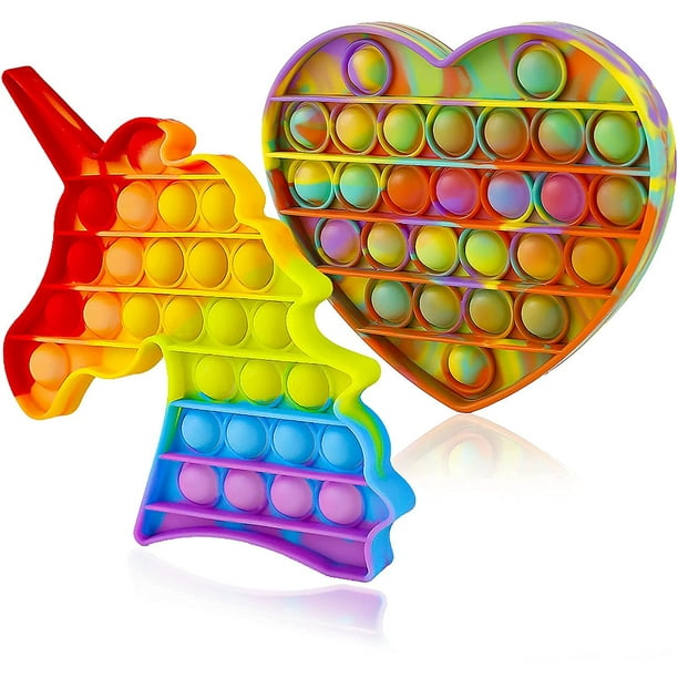 Push Pop Bubble Fidget, Popit Popper Popit?S It Popitz Figetget Sensory Popping It?S Popits Ansiedad Alivio del estrés Figut A Fidgetoys para niños Rainbow Mouse Unicornio (Corazón de mariposa rosa) Ormromra WMCH-181