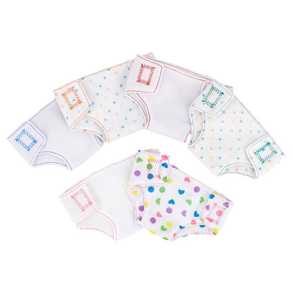 6Pcs Baby Doll Pañales Juego de vestir divertido Ropa Accesorios para muñecas de 18 pulgadas