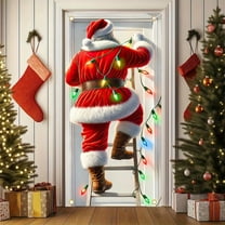 Yyuenw Christmas Door Cover Elf Kids Banner 71 x 35 Inch Green Door Backdrop with Red Bow and Gift Boxes Holiday Decoration for Xmas Party Wall Hanging Front Door Winter Wonderland Photo Prop