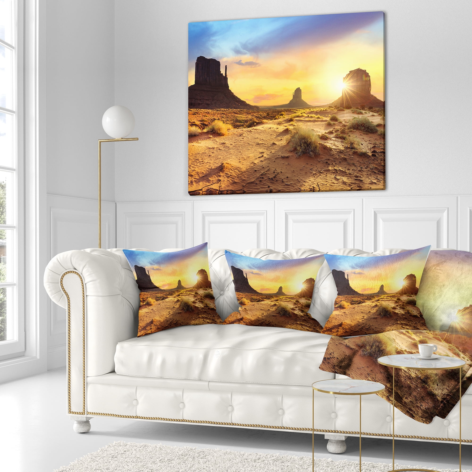 Designart Monument Valley Landscape - Photography Throw Pillow - 16x16