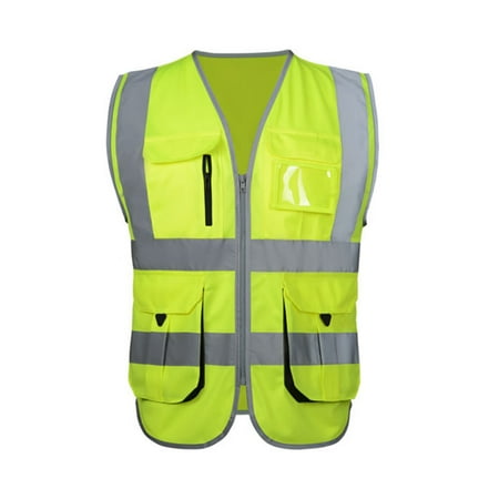 

Security Safety Bomber Construction Storm Padded Waterproof Road Works Fluorescent Flashing Concealed Hood Quilted High Visibility Reflective Coat Size XL (Yellow)