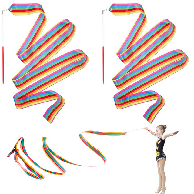 Rhythmic Dance Ribbons Gymnastics Ribbon Streamers Dancing Streamers Baton Twirling for Artistic Dancing Gymnastics Kids Dancing