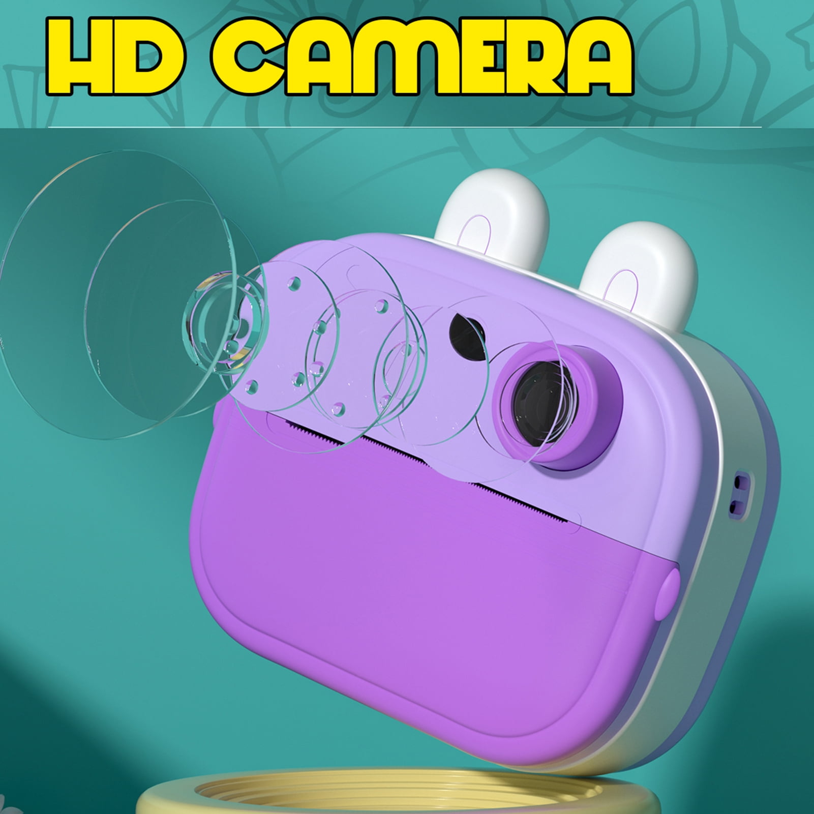 Kids Kids Camera  Thermal Printer 2.0 Inch Screen Photo Printer 48MP Rear Camera Support Timer Shooting Video Recording Thermal Inkless Printing With 1 White Print Paper