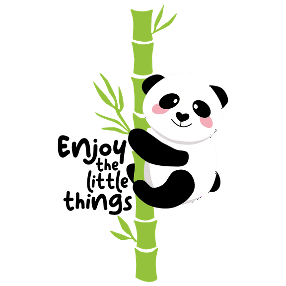 Kids Bedroom Vinyl Wall Decoration 20" x 32" Giant Panda Bear Animal Bamboo Tree Design Removable Home Living Room Inspirational Quotes Wall Decal Sticker - Enjoy The Little Things