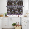 thumbnail image 2 of 3 Piece Purple Floral Kitchen Curtain Valance and Tiers Set Spring Flowers Bicycle Butterfly Brown Wood Grain Rod Pocket Tier Curtain 36 Inch Small Window Drapes for Living Room Bedroom Cafe Decor, 2 of 9