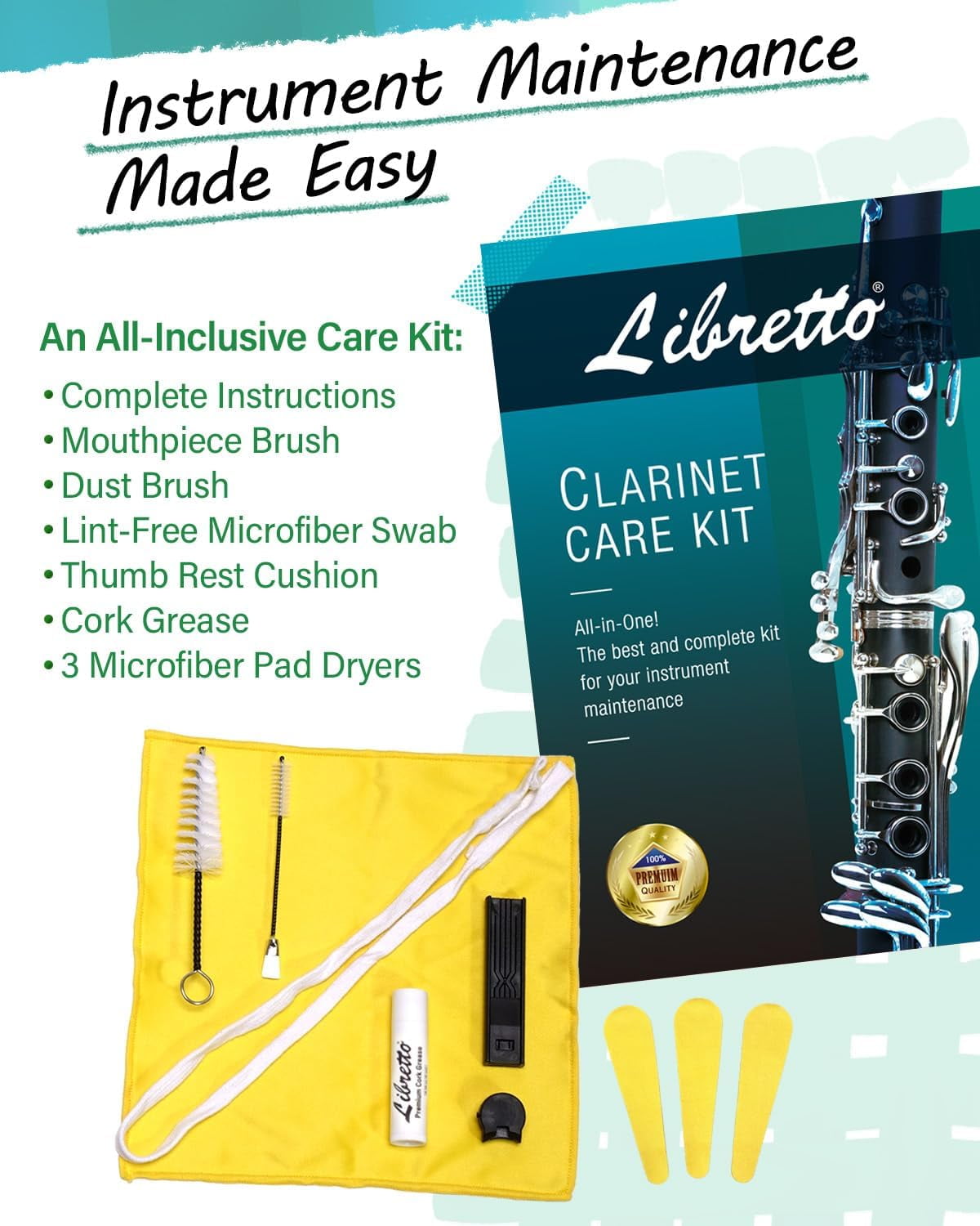 Libretto Bb Clarinet Set for Beginner and Intermediate Players with Accessories