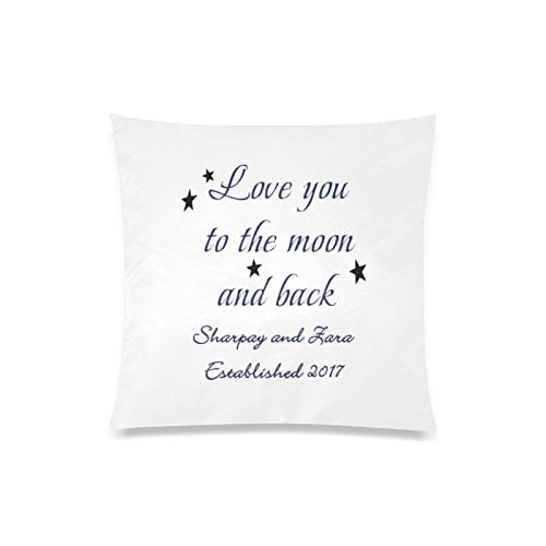 ARTJIA I Love You to the Moon and Back Navy Throw Pillow Cover Cushion Case 20x20 inches Two Sides Printing