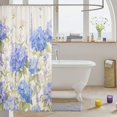 thumbnail image 3 of Manfei Chic Hydrangea Flower Shower Curtain 72Wx72L, Garden Floral Bathroom Curtain, Baby Blue Cream Green, 3 of 5