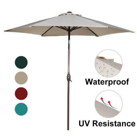 9' Auto Tilt Market Umbrella - Abba Patio 9-Ft Market Outdoor Aluminum Table Patio Umbrella with Push Button Tilt and Crank, Beige