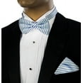 thumbnail image 2 of Blue Striped Silk Bow Tie and Pocket Square Set, 2 of 2