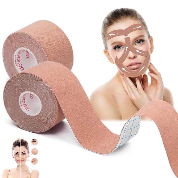 Tutuviw 2 Pcs Facial Myofascial Lift Tape,Anti-Wrinkle Tape Patches for Face Firming & Tightening Face Lift Tape,Kinesiology Tape for Skin Toning,Anti-Aging Face Patches for Neck and Forehead