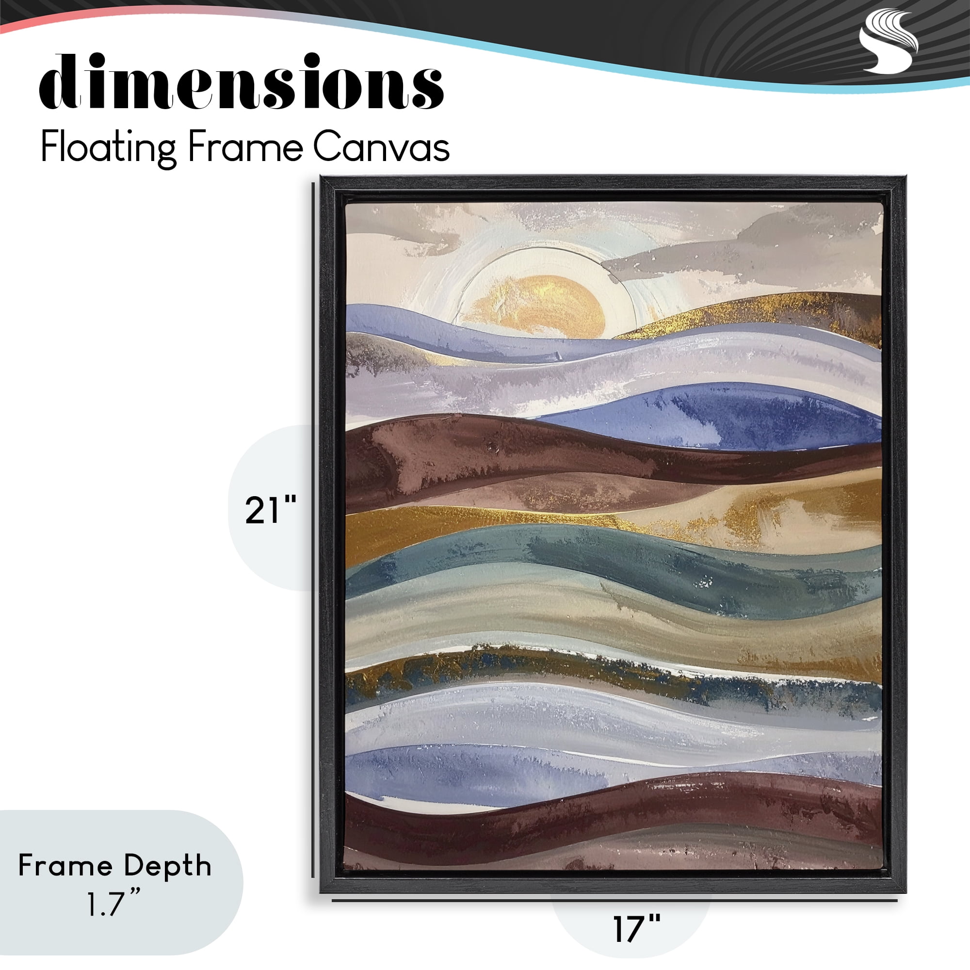 Stupell Industries Layered Ocean Flow Black Framed Floater Canvas Wall Art, design by Alonza Saunders