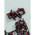 thumbnail image 5 of Lnzyyephy 2Pcs Baby Girl Halloween Outfit, Rose Skull Print Square Neck Ruffle Romper and Hairband Set for Infants, 0-24 Months, 5 of 8