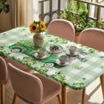 thumbnail image 3 of St. Patrick's Day Table Cloths for 5 Foot Rectangle Tables, Green Shamrocks Truck Country Buffalo Plaid Patio Waterproof Elastic Fitted Tablecloths, Washable Rectangular Table Cover for Camping, 3 of 8