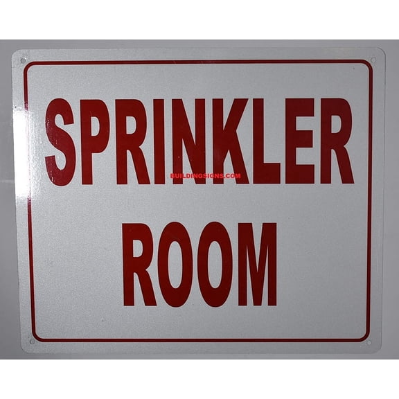 Sprinkler Room Sign, Engineer Grade Reflective Aluminum Sign (White,Aluminum 12X10)(ref-2022-4)