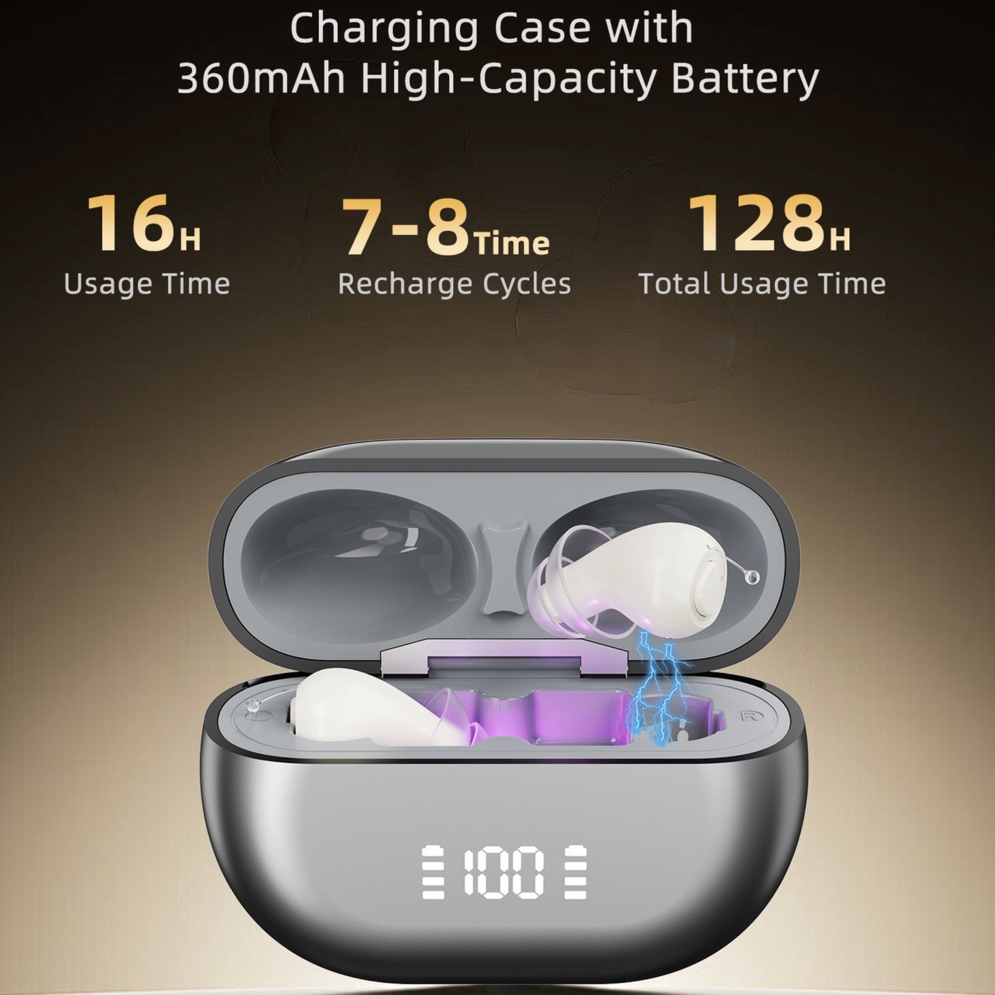 Hearing Aids, Invisible Rechargeable Digital Hearing Aids for Seniors with 16-Channel Sound Processing Noise Cancelling OTC Auto-On/Off