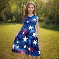 thumbnail image 4 of Girls Short Sleeve Ruffled Dress 4th of July Outfits for Girls, Red White Blue Print Summer Sundress Casual Playwear 15-16 Years, 4 of 6