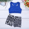 thumbnail image 4 of MSemis Kids Girls Active Set Racer Back Tank Top Booty Shorts Gymnastics Dancing Outfits Blue&Black 7-8, 4 of 5