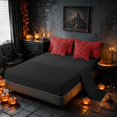 thumbnail image 5 of Homewish Spider Web Queen Bedding, Happy Halloween Bedding Comforter Set Queen, Bright Red, Black Reversible 7 Pieces, 5 of 7