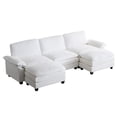 thumbnail image 7 of Ktaxon 120" W Sectional Convertible Sofa U Shaped Modular Couch with Double Chaise Corduroy Sleeper Set with 3 Oversized Seats White, 7 of 7