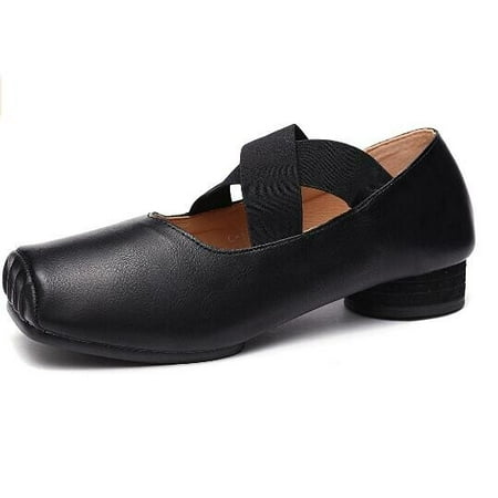 

Women s Square Toe Mary Jane Shoes Cross Strap Low Heel Ballet Shoes Size 5.5