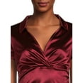thumbnail image 3 of No Boundaries Juniors Johnny Collar Satin Top, 3 of 5