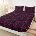 thumbnail image 3 of jejeloiu Pink Black Full Size Sheets,Girls Cute Bowtie Bed Sheets For Girls Women 4 Pieces, 3 of 7