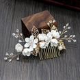 thumbnail image 2 of Southwit 4Pcs Wedding Hair Clip Comb Handmade Bridal Hair Clip Pearl Floral Leaf Hair Accessories for Women Wedding (White), 2 of 5