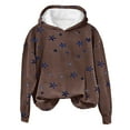 thumbnail image 4 of Charmgo Graphic Hoodies Under $15, Women's Casual Full Stars Print Hooded Sweatshirt Y2k Round Neck Long Sleeve Sweatshirt Winter Clothes for Women, Brown Hoodies for Women L, 4 of 5