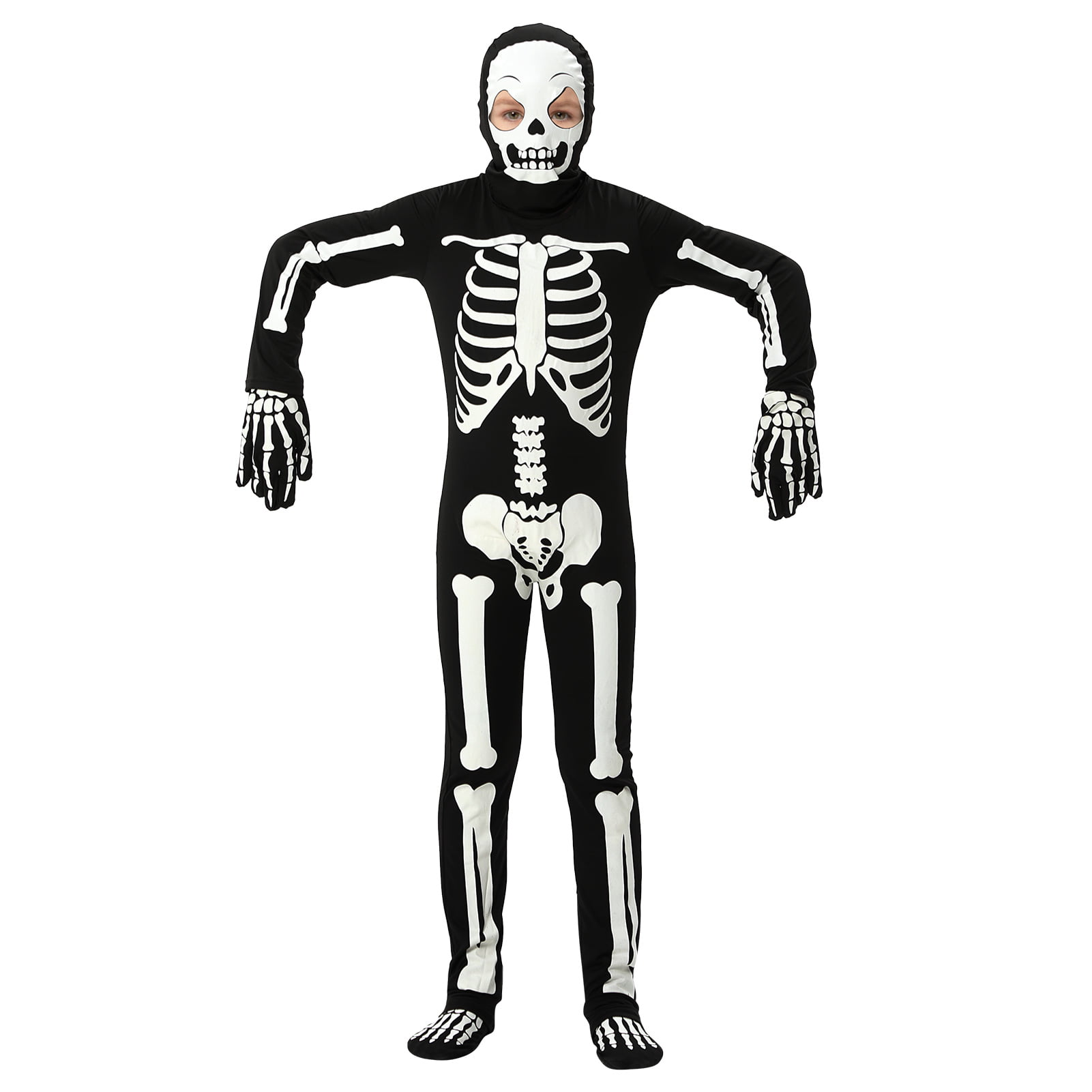 Halloween Skeleton Costume Kids, Glow in The Dark Skelebone Costume ...