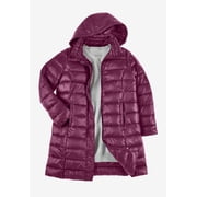 Woman Within Plus Size Long Packable Puffer Jacket
