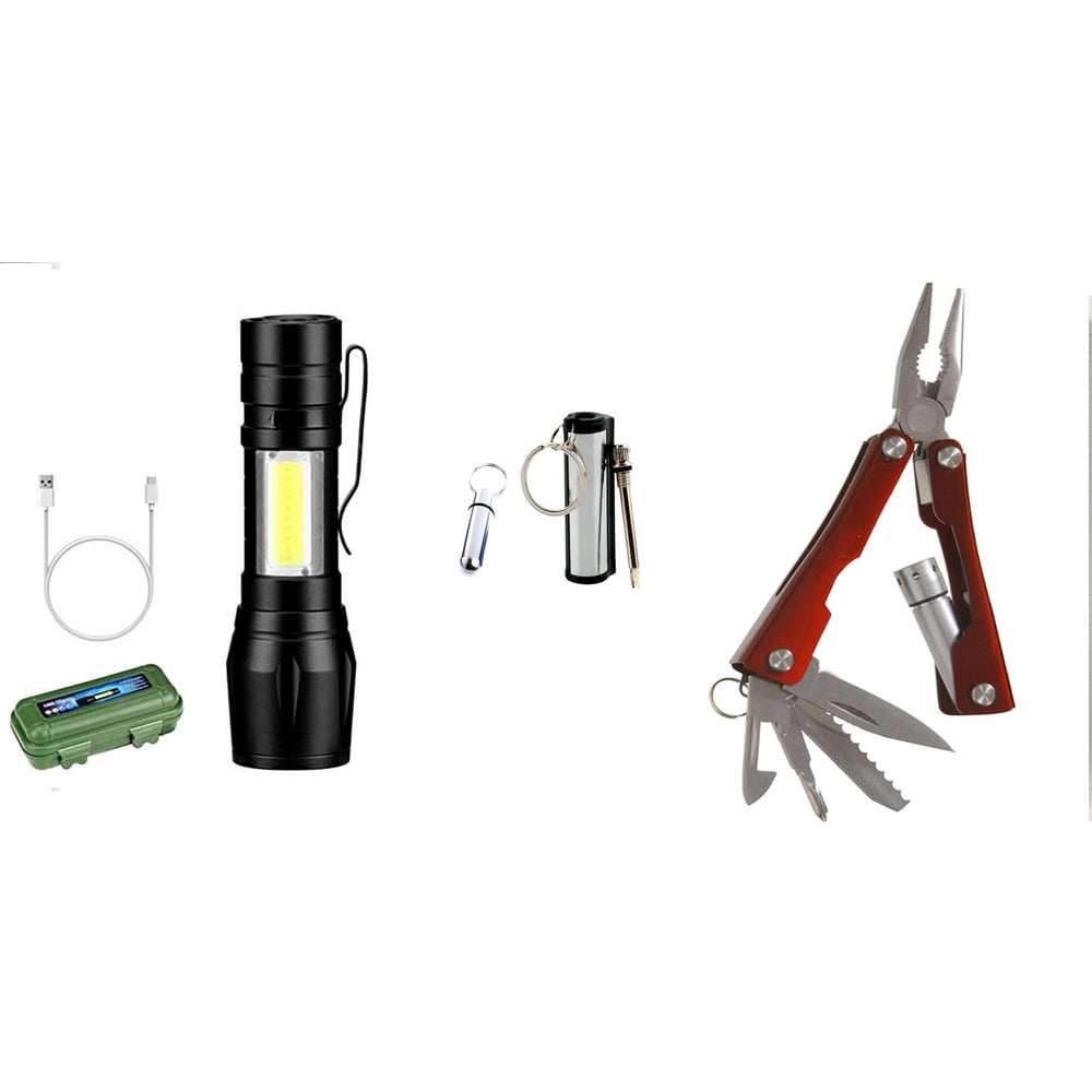 Multi Tool & Tactical Flashlight Kit Plus Ever Strike Match and Extra