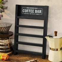 PERFNIQUE K Cup Holder, Wooden Coffee Pod Ladder, Rustic Storage Organizer for Home Kitchen Coffee Bar Table (Black)