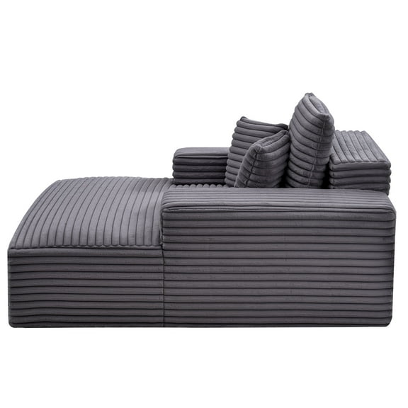 KFFKFF Chaise Lounge Chair, 48 in Upholstered Indoor Recliner, Modern Oversized Reading Sofa with Cushions & Armrests, Deep Seat Sleeper for Living Room, Bedroom, or Balcony