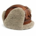 thumbnail image 4 of Men’s Shearling Leather Trapper Hat – Aviator Winter Cap with Genuine Sheepskin Ear Flaps | Cold Weather Hat | Ushanka (US, Alpha, Large, Cognac/Gray Fur), 4 of 8