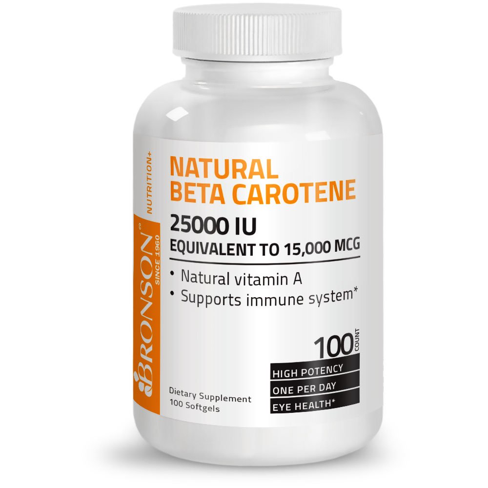 Bronson Natural Beta Carotene, 25,000 iu, 100 Softgels