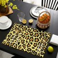 thumbnail image 3 of Yellow and Black Leopard Pattern Summer Placemats Table Placemats Set Of 6-Linen Kitchen Washable Placemats Table Mats 11.8"x17.7"Non-Slip Heat Resistant, 3 of 5