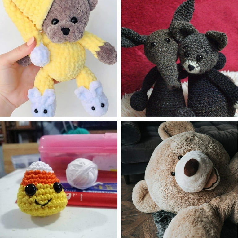 Safe Eyes for Amigurumi Crochet 52PCS 12-24 mm, Plastic Black Large Safe  Doll Eyes Stuffed Animal Eyes Craft Crochet Eyes for DIY Of Puppet, Bear,  Toy
