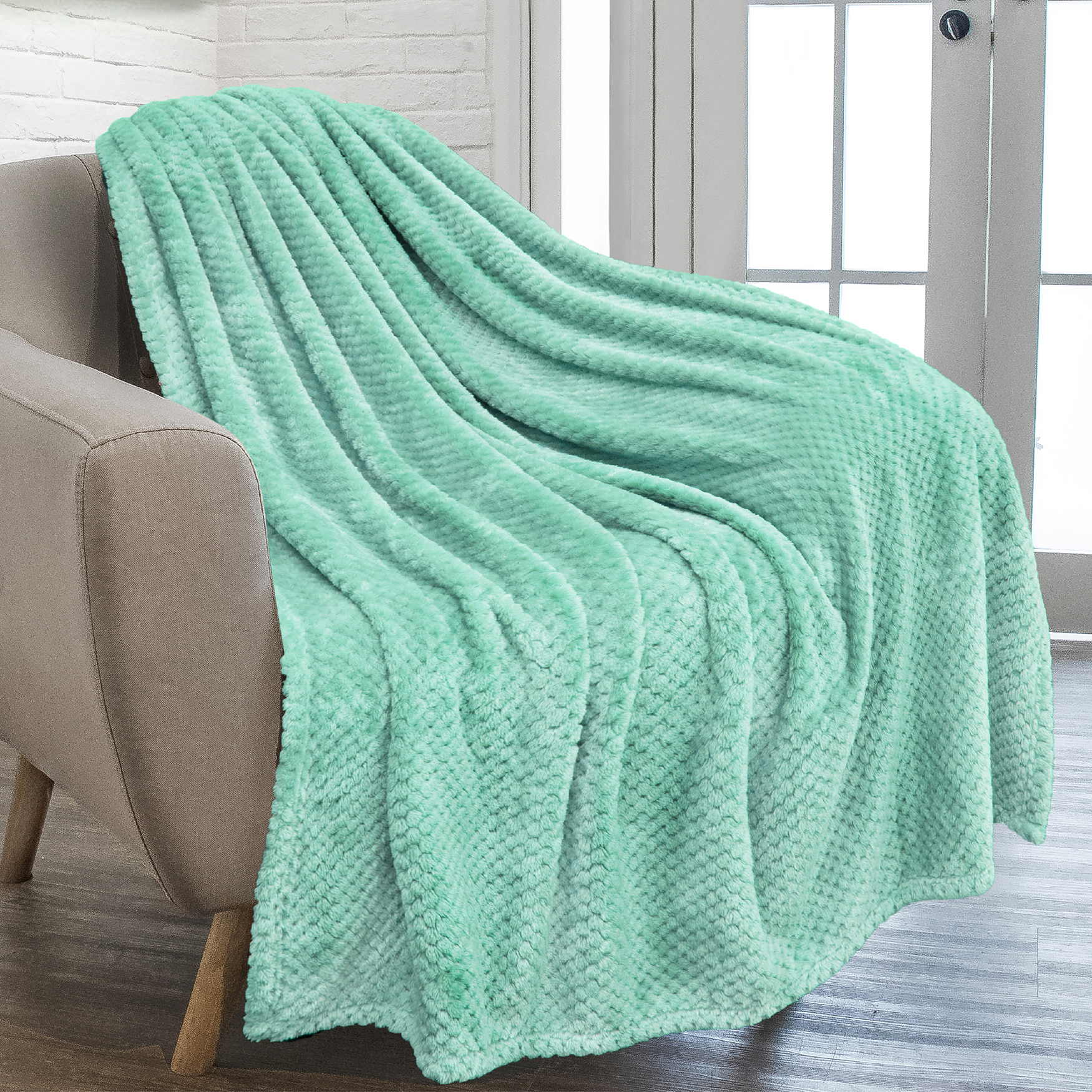 Ready To Ship Turquoise And Mint Green Cotton Lap Blanket Chair Throw Bedding Blankets Throws Vadelcom