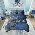 thumbnail image 2 of Erosebridal Rustic Lake House Bedding King Size, Vintage Oil Painting Boat Duvet Set, Reversible 7-Piece, 2 of 5