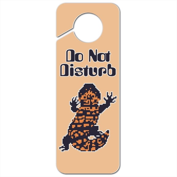 Gila Monster Pixel Lizard Plastic Door Knob Hanger Sign
