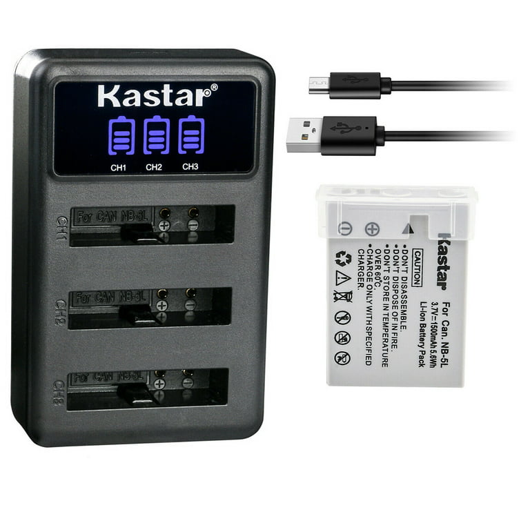 Kastar 1x Battery + Triple Charger Compatible with Canon Digital